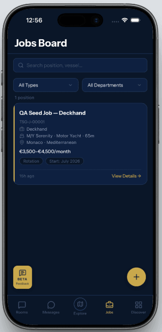 TSG Jobs Board — crew-to-crew job listings with salary transparency